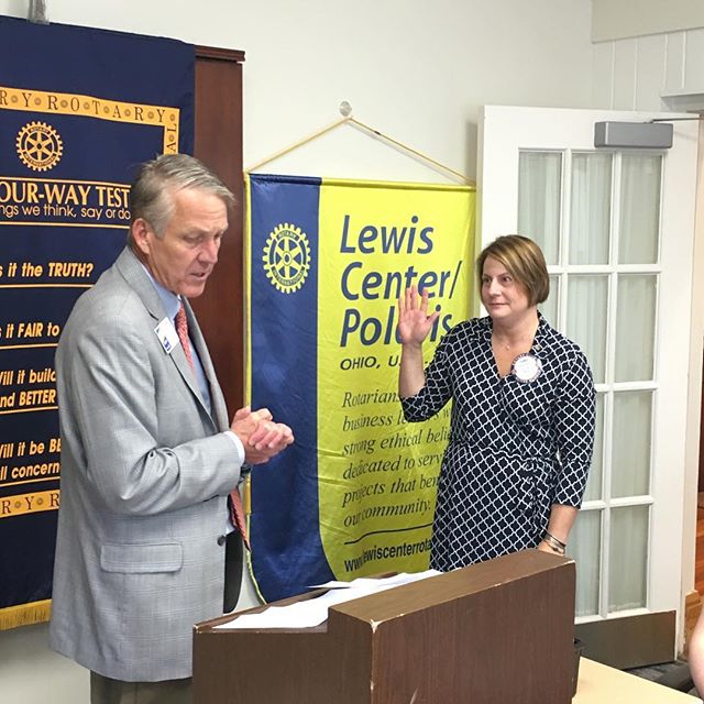 Incoming DG Steve Sanbo installs Amee Sword as President of our club for 2016-2017 at our 6/17 meeting