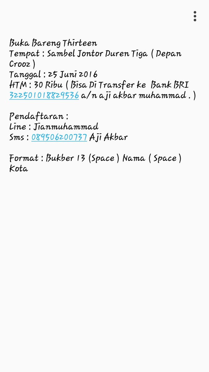 Ayo guys Batal Bareng : <a href="/THIRTEENjkt/">AKSI</a> <a href="/Ardicrack/">Ardi Darmawangsa</a> <a href="/Eponk13/">Rizky Z</a> <a href="/xrikox_/">riko wibowo</a> <a href="/eMPty_420/">MP // Mandala Putra</a> <a href="/bndry13/">Bndry Haryo Anabrang</a> 😊 \13/