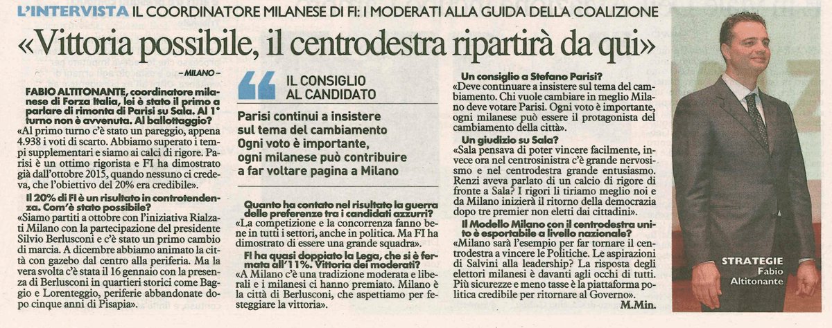 «Ogni milanese può essere il protagonista del cambiamento» Vinciamo con #ParisiSindaco per il #PresidenteBerlusconi