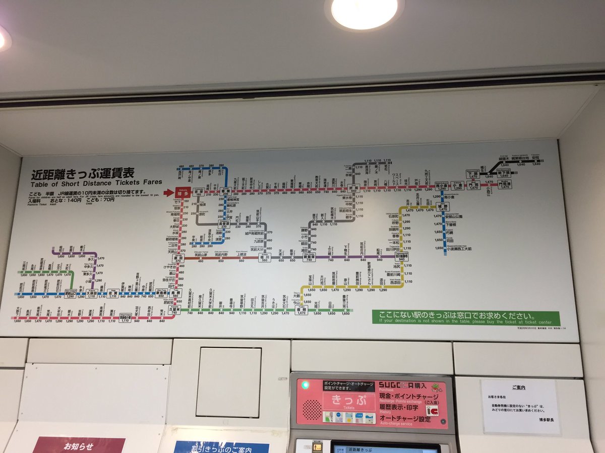 ドリドリっち در توییتر 券売機写真 鹿児島本線 福北ゆたか線 博多駅 東急ハンズ改札口 16年6月17日撮影 券売機は 日本信号製mx 7のピンクが1台です 券売機番号は113 運賃表の範囲は1650円まで Jr九州券売機調査 ドリドリっち در توییتر 券売機写真 鹿児島本線 福北ゆたか線 博多駅 東急ハンズ改札口 16年6月17日撮影 券売機は 日本信号製mx 7のピンクが1台です 券売機番号は113 運賃表の範囲は1650円まで Jr九州券売機調査