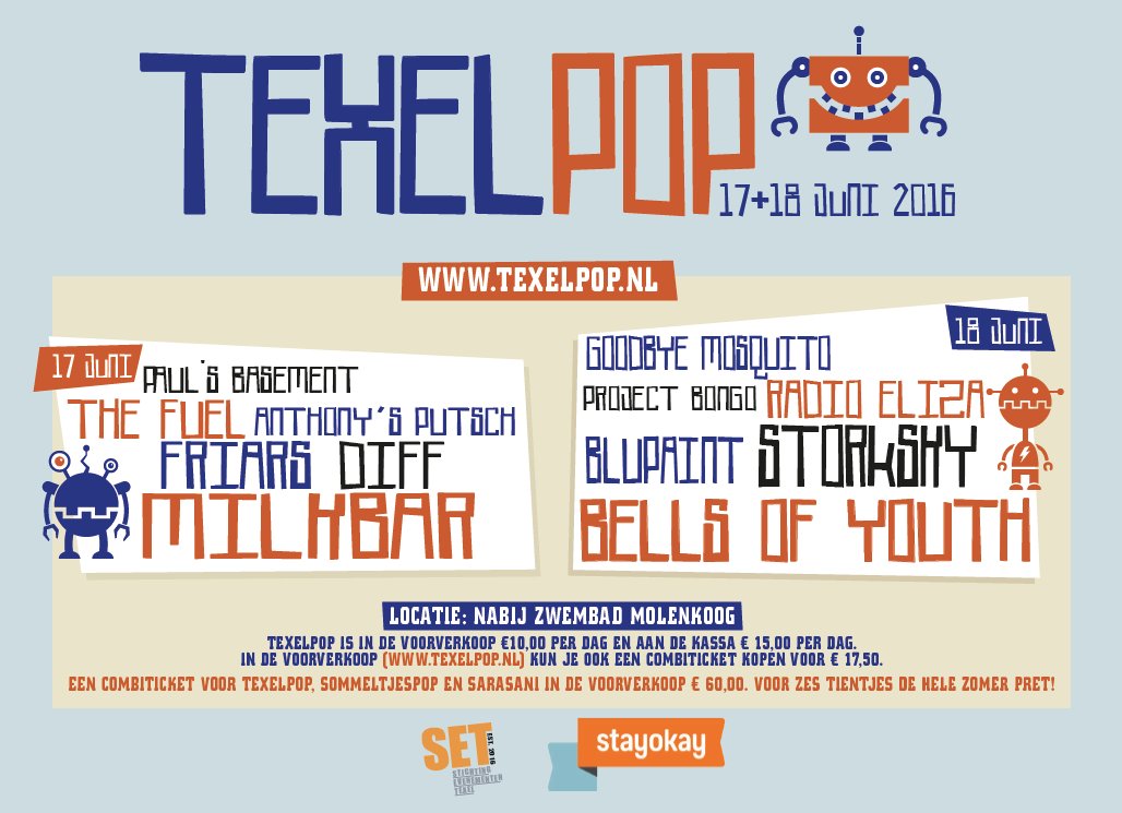 Vandaag om 13:00 uur openen de poorten van TexelPop 2016! Kom en maak pret!