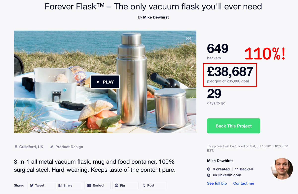 ForeverFlask's tweet photo. We’re 110% funded! Not got yours yet? Preorder #FF now at https://t.co/8urgFrSQwv #health #food #pureliving https://t.co/a1LKWqP95W