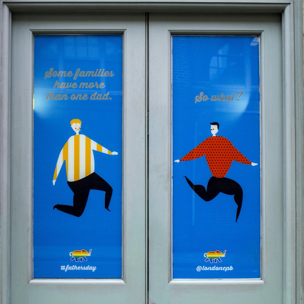 CPB_LDN's tweet photo. Our shopfront today. Everyone deserves a loving Dad, or even two. Celebrate #FathersDay #Diversity #Pride2016 https://t.co/3dXNN9xhnI