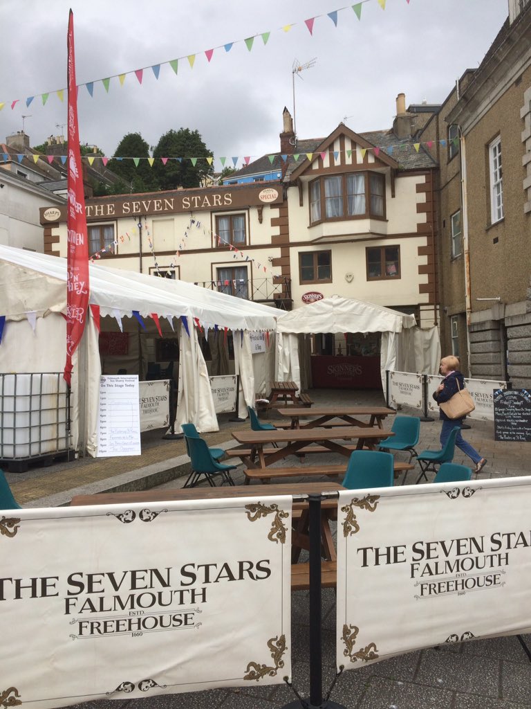 Skinnersbrewery's tweet photo. The @amysevenstars @FalSeaShanty stage and Skinners pop up bar is taking shape, @TheOggymen are their from 10pm! https://t.co/FlwTk2piE1