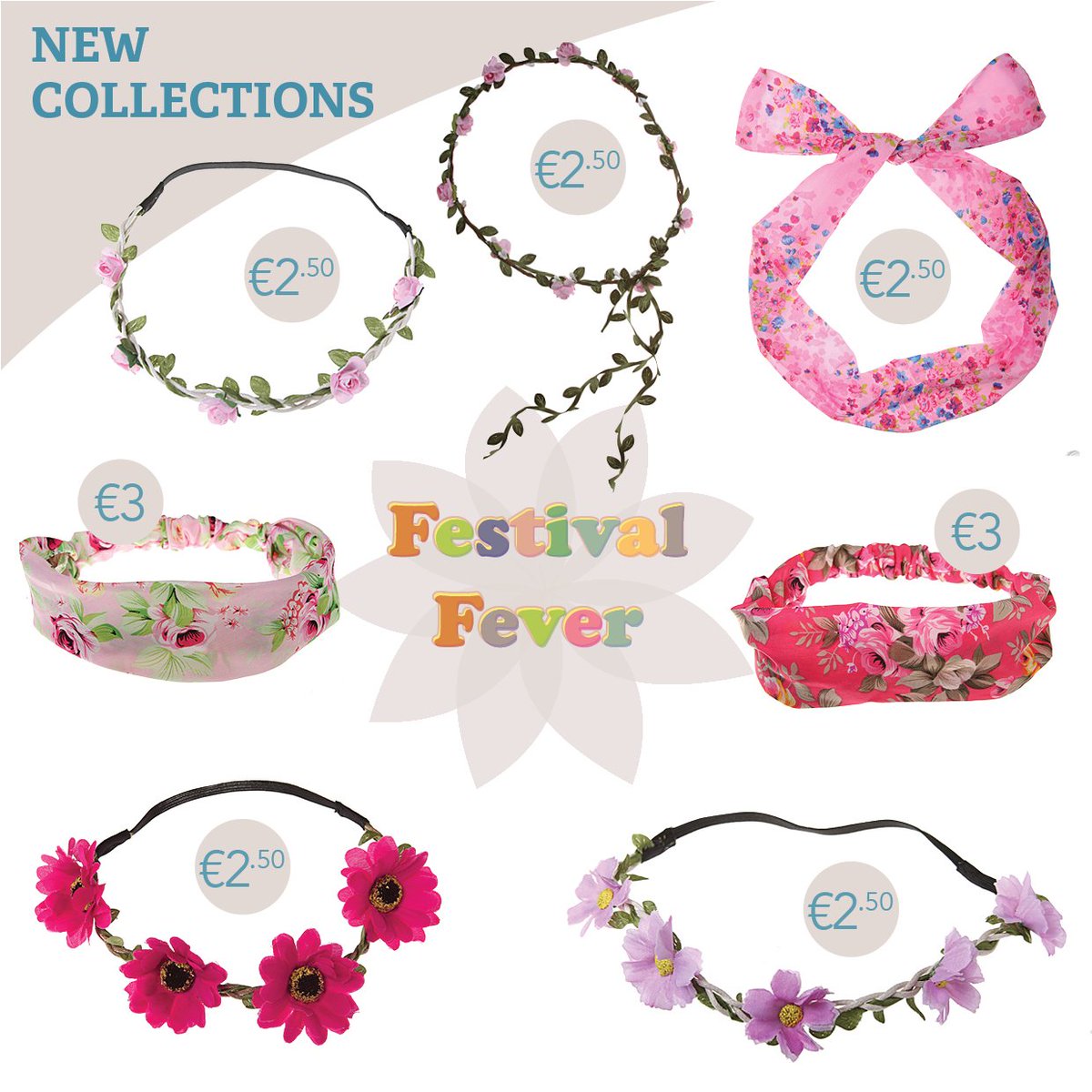 PulseJewellery's tweet photo. AMAZING NEW STOCK has just landed in our stores this week!! Fun flowery headbands perfect for your summer festival. https://t.co/E74QmZFP2X