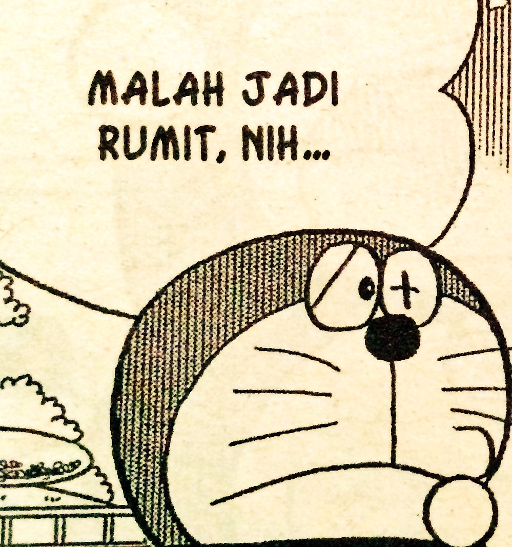Bahasa_DoraBot's tweet photo. Malah jadi rumit.....

「かえって複雑になっちゃった」何をしてもダメなのび太に呆れるドラえもん。

＊Malahかえって ＊rumit複雑な https://t.co/6fRMdqMpIb