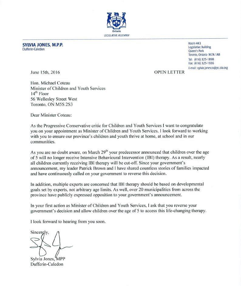 kannclarke's tweet photo. Thank you @SylviaJonesMPP  for your letter to @coteau #AutismDoesntEndAt5 https://t.co/g1OtEoVdwl