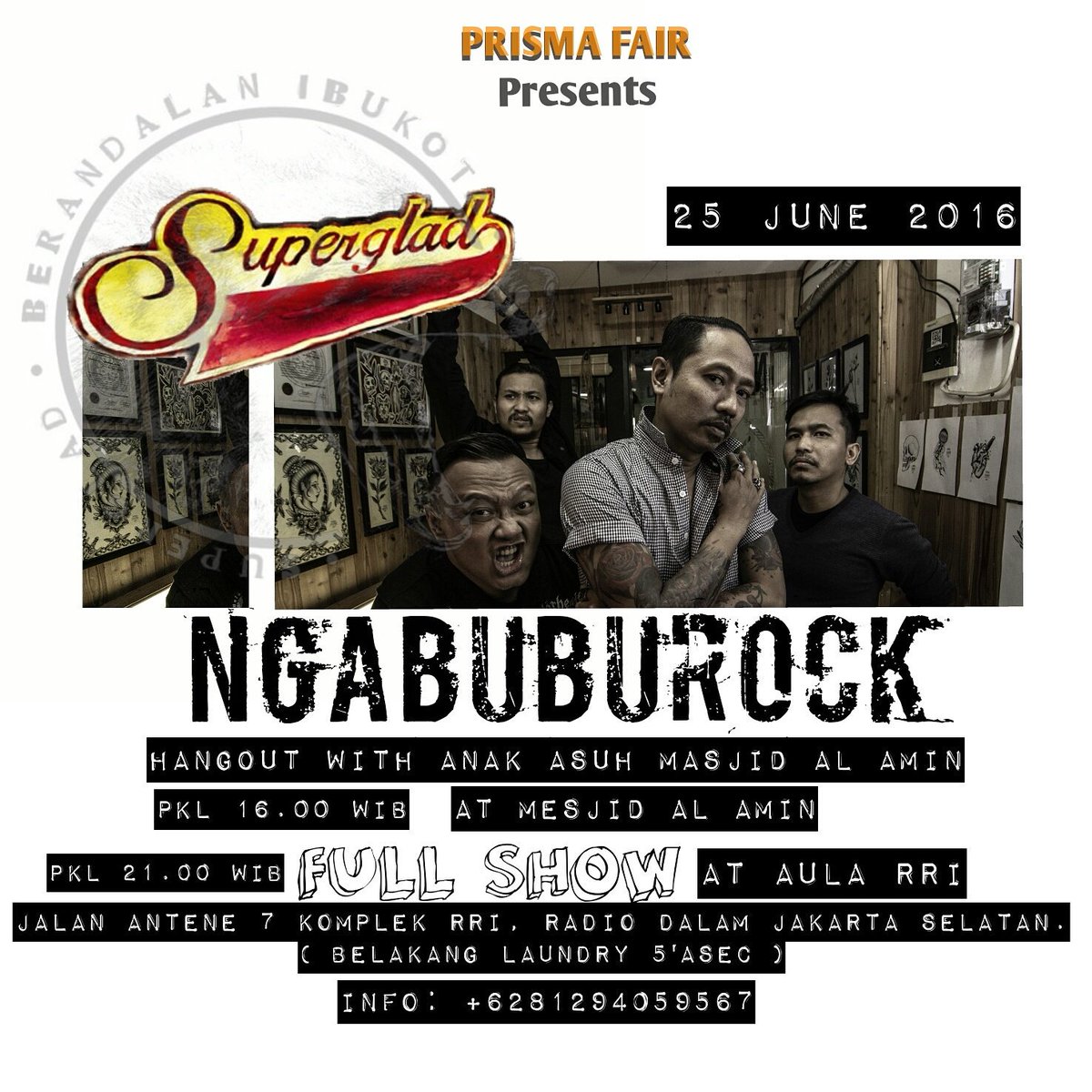 superglad_band's tweet photo. Buat yg mau bersedekah bisa hubungi:
+6281294059567 (Yuzar)
Lokasinya sama antara mesjid dan Aula RRI. https://t.co/p46HAuzIny