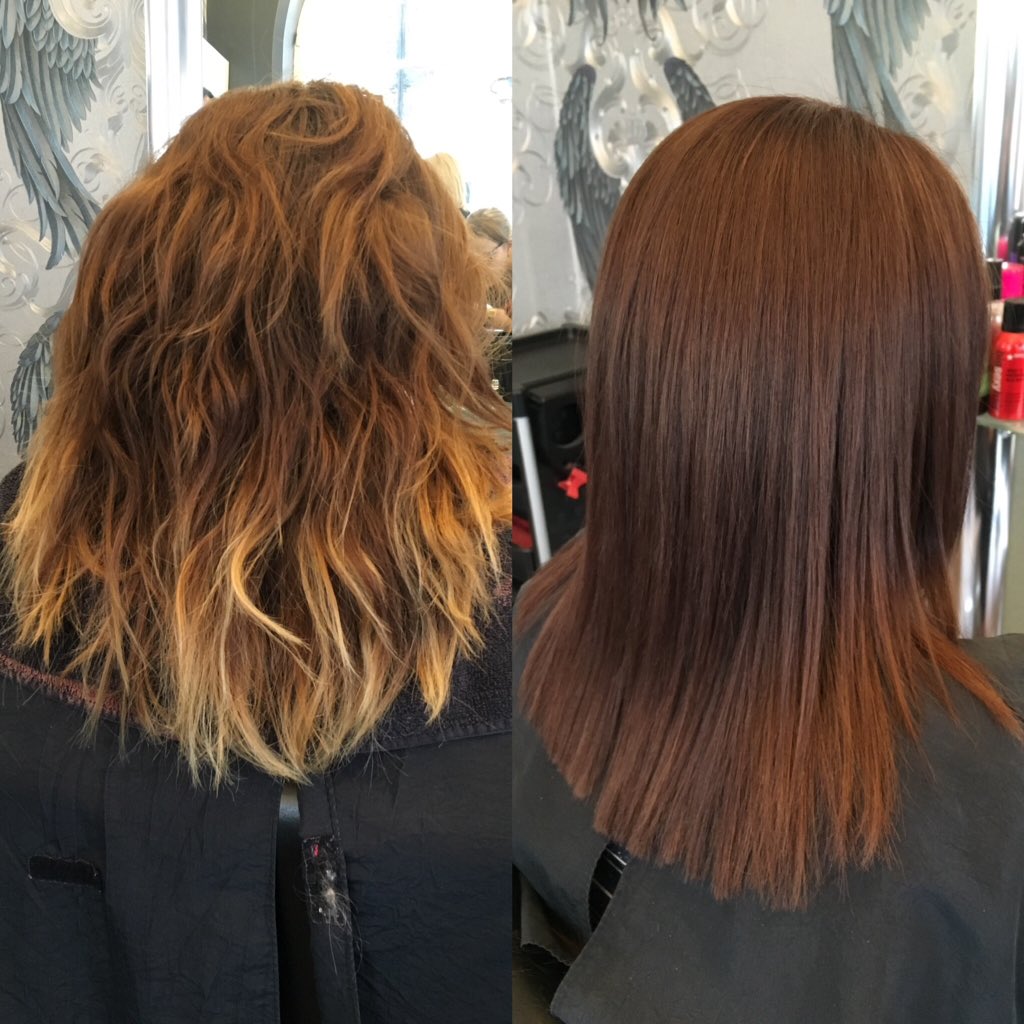 HairEvolution_'s tweet photo. Alex went from blonde ombre to an all over warm copper chestnut colour using @SchwarzkopfUK and @OlaplexUK 💇🏽🍂🌰 https://t.co/hQ5LiALNRM