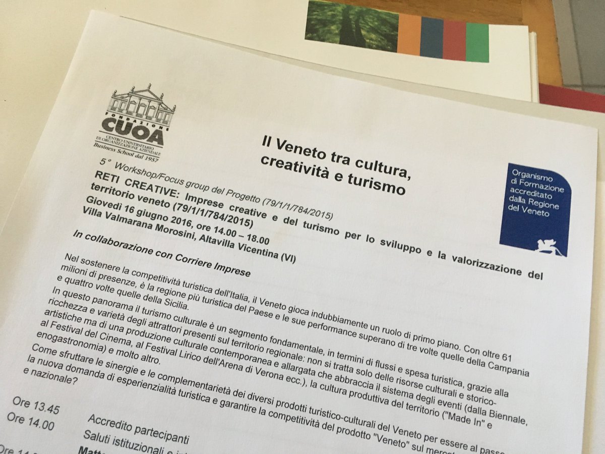 Ieri in prima linea al workshop della <a href="/FondazioneCUOA/">Fondazione CUOA</a> su importanti temi territoriali: #turismo #impresecreative