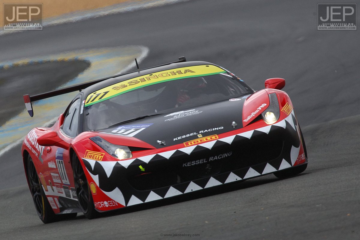 JakobEbrey's tweet photo. Imagine seeing this in your mirror chasing you down the Mulsanne!  #LM24 @FerrariRaces The greatest livery ever? https://t.co/ftjO0bQSCm