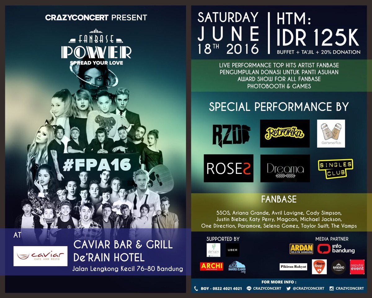 ardanradio's tweet photo. CrazyConcert Present | #FPA16 |Buka Puasa FANBASE artis luar negeri | Sabtu, 18 Juni 2016 | De'Rain Hotel | https://t.co/cLXqzDkwSb