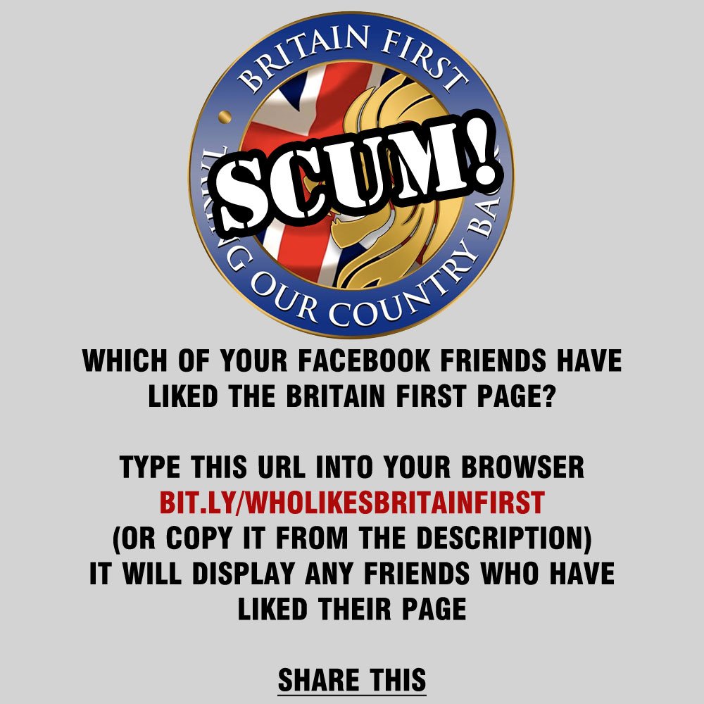 WeatherMapUK's tweet photo. RT @SachenSee: Which Facebook 'friends' have liked the Britain First? https://t.co/dENIoTcA3e https://t.co/Isb5kdtEiK
