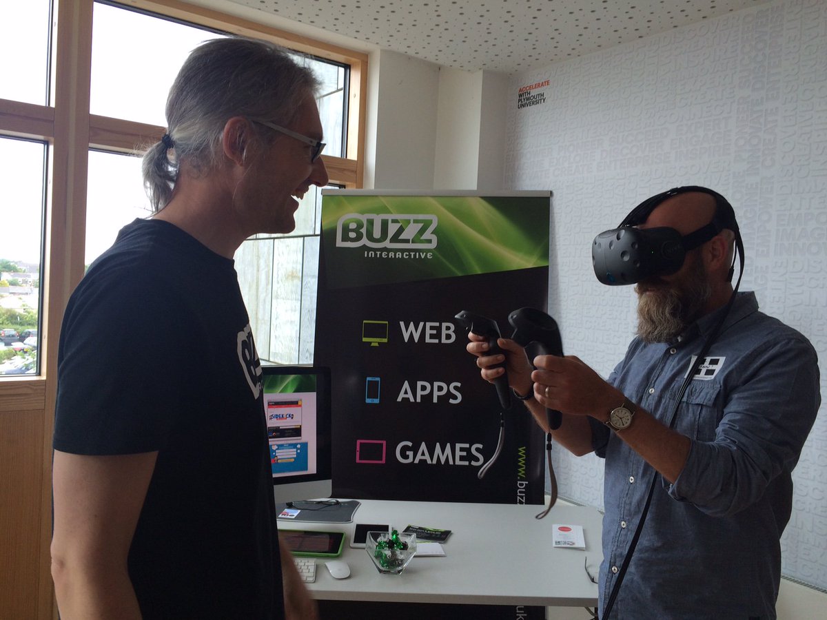 BuzzInteractive's tweet photo. We had fun at the @SwCornwall #SCBCE event yesterday with our Vive - look at you Kevin! @flowmoco @htcvive #VR https://t.co/C4sMlch1r9