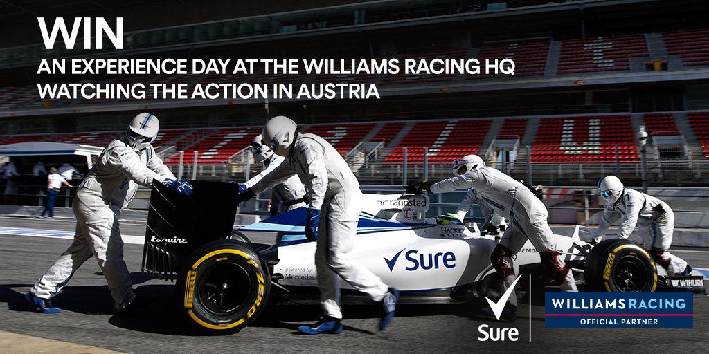 Sure's tweet photo. Follow &amp; RT for your chance to watch the #AustrianGP live from the @williamsf1 HQ in Oxfordshire. #MakeYourMove https://t.co/9x3S8e4u4C