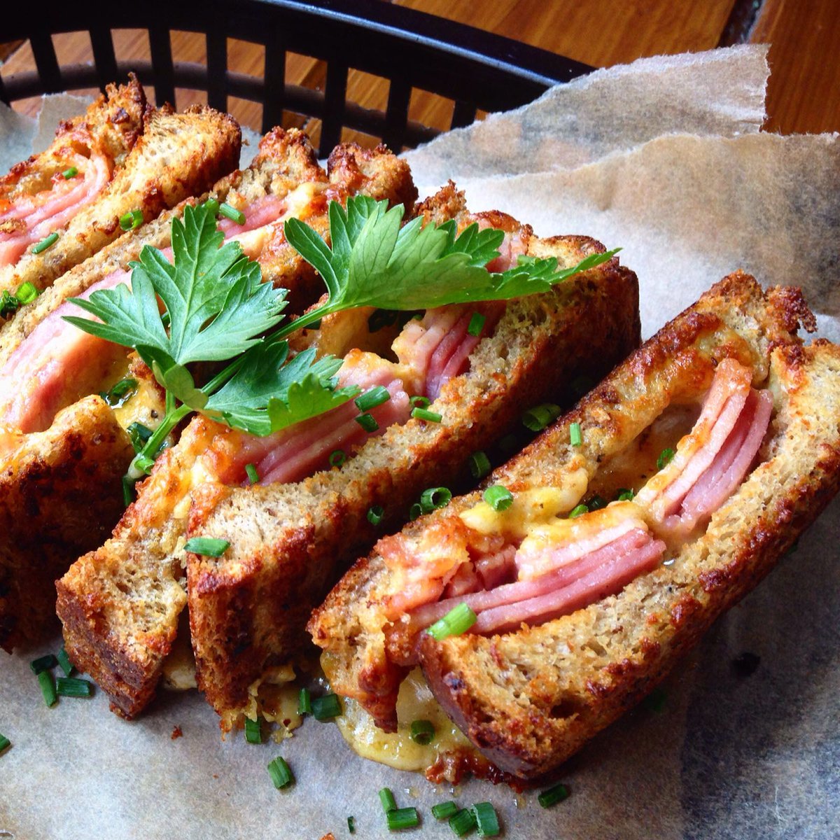 thefoxmcr's tweet image. Croque Monsieur from our weekend #Brunch menu.
Grilled ham and cheese on sourdough.