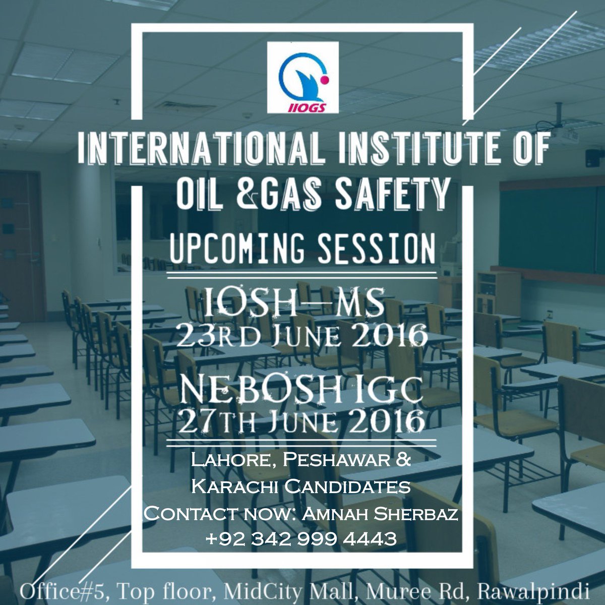 Amnah_iiogs's tweet photo. New sessions dates  for #NEBOSH-#IGC and #IOSH #MS have been announced for all our #IIOGS candidates https://t.co/wU7Ym4iSXL