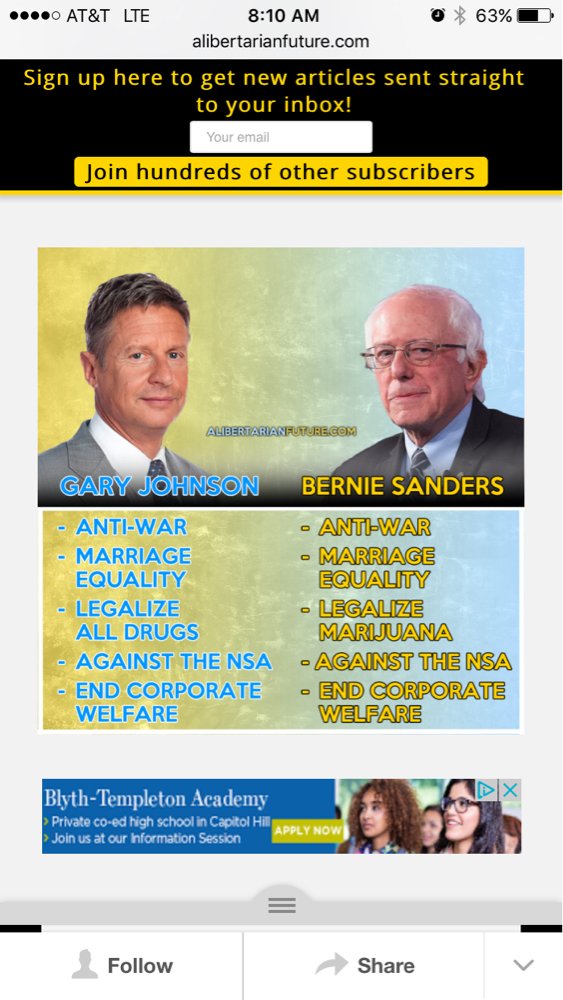 PaLibertarians's tweet photo. For those #BernieSanders supporters who feel Berned, check out @GovGaryJohnson and help a #thirdparty https://t.co/mHgl7AfRTT