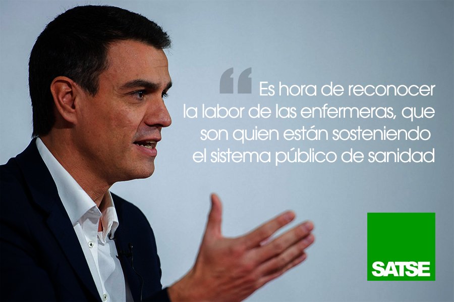 Sindicato_SATSE's tweet photo. ¡Te tomamos la palabra! @PSOE promete mejorar las condiciones de la #Enfermería https://t.co/6CmBwS5Smp #Sanidad https://t.co/r4CoHFKYXT