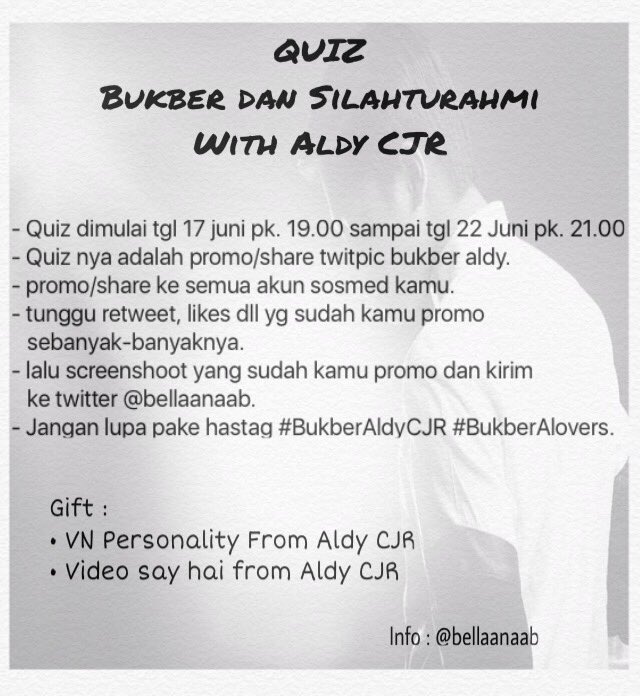 bellaanaab's tweet photo. Quiz #BukberAldyCJR #BukberAlovers
Twitpic nya yang di share sama @AlvaroMaldini1 yaa. https://t.co/L6oyVnmm8d