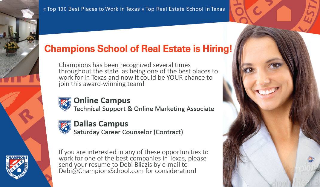 DallasCSRE's tweet image. Ready to work at one of the Best Places to Work in Texas? Champions is hiring a PT Saturday career counselor!