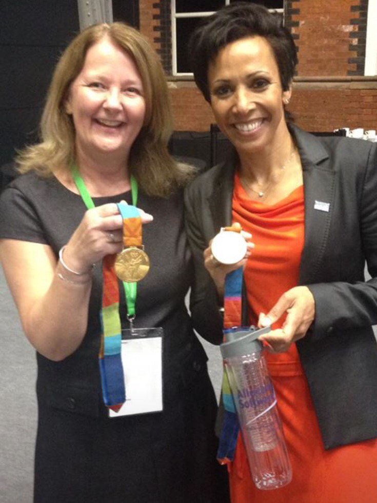 Top off a great #confed2016 here is Dame Kelly Holmes with 1 of our team loving her Allocate water bottle @kyrajs