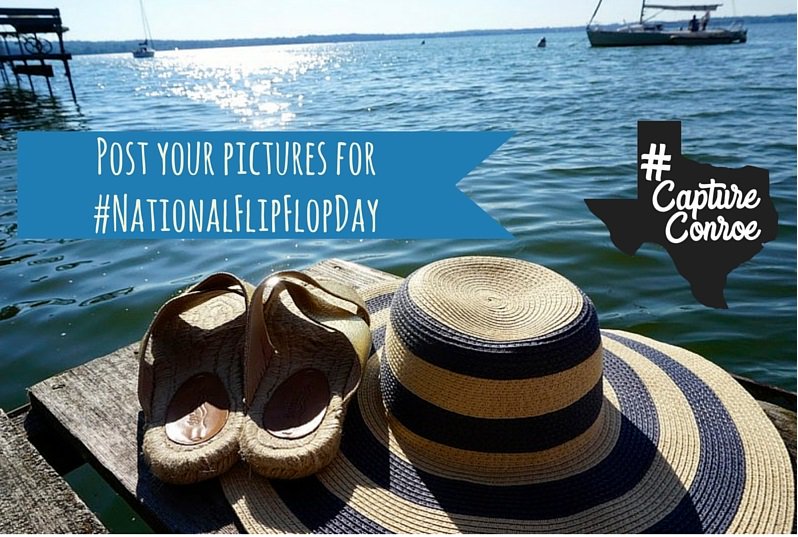 VisitConroe's tweet photo. Today is National Flip Flop Day! Post your pictures of your flip flops and don't forget to add #CaptureConroe! https://t.co/8KvAw7joTw