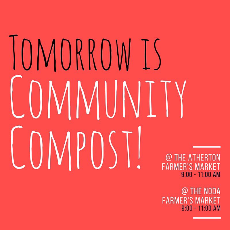 Come divert your food waste with us at @AthertonMillMkt or #NoDa Farmer's Market tomorrow!