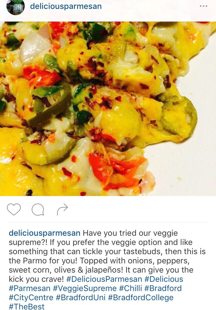 deliciousparmo's tweet photo. Give the veggie supreme a go guys! We're called Delicious for a reason! #DeliciousParmesan #Delicious #Parmesan https://t.co/MSl8mNi0OP