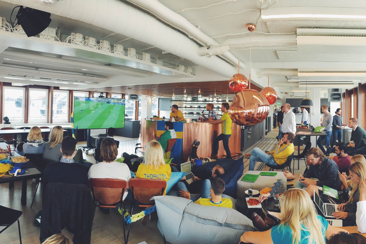 Trustly's tweet photo. Heja Sverige! (Can you spot the lone Italy fan?) #euro2016 #ITASWE https://t.co/O3X2XCS6Kx