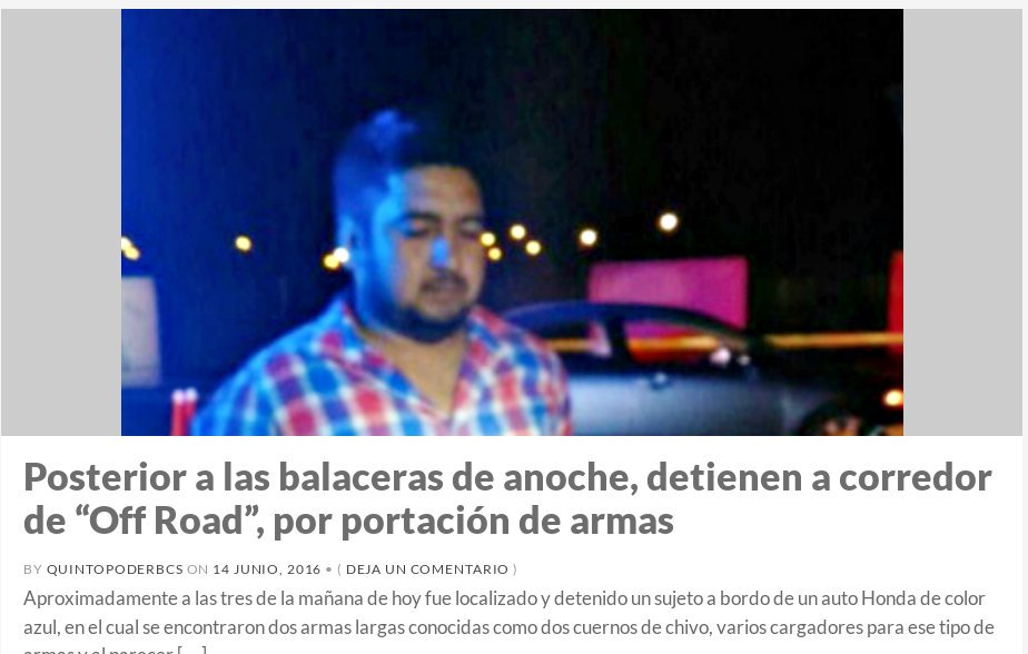 1/1 Offroad racer #TrophyTruck Carlos Sánchez Villaseñor  arrested with 2 AK47 &amp;100's rounds bcs-mx.com/261ipRD