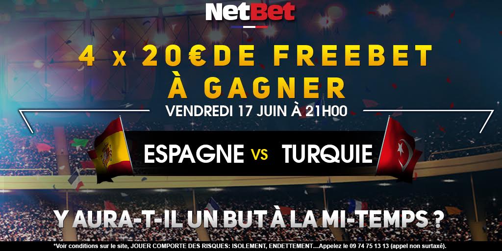NetBet_FR's tweet photo. GO GO GO Concours pour gagner 4 X 20 € !!! #ESPTUR
RT + Ajoutez 4 amis + Votre réponse ⚽👌
Vous avez jusqu'à 21h !! 📢 https://t.co/Xah8f9A3Xd