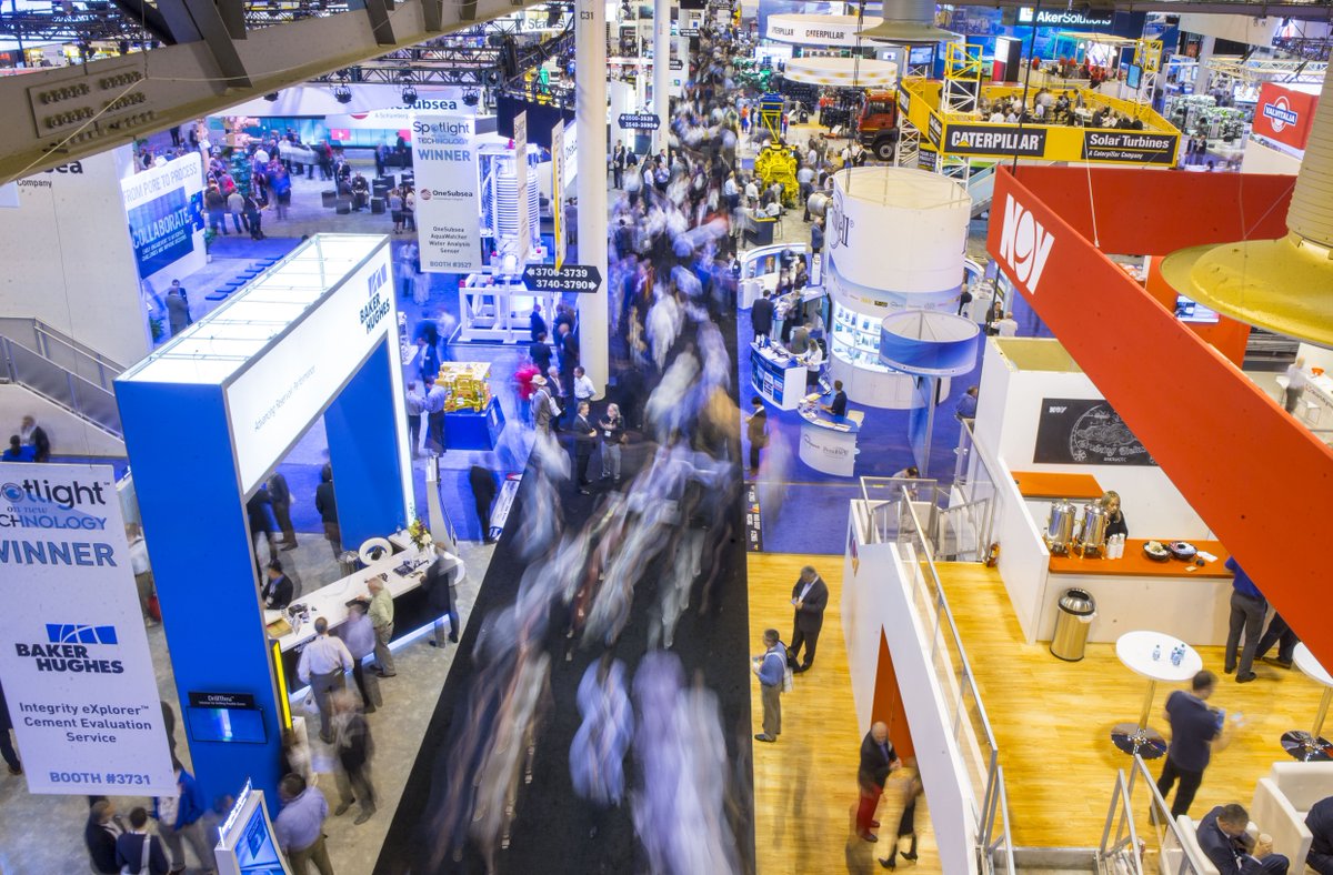 OTCevents's tweet photo. #TBT A birds-eye-view of the #OTC2016 floor. Are you keeping in touch with the connections you made? https://t.co/vwWL9NanC5