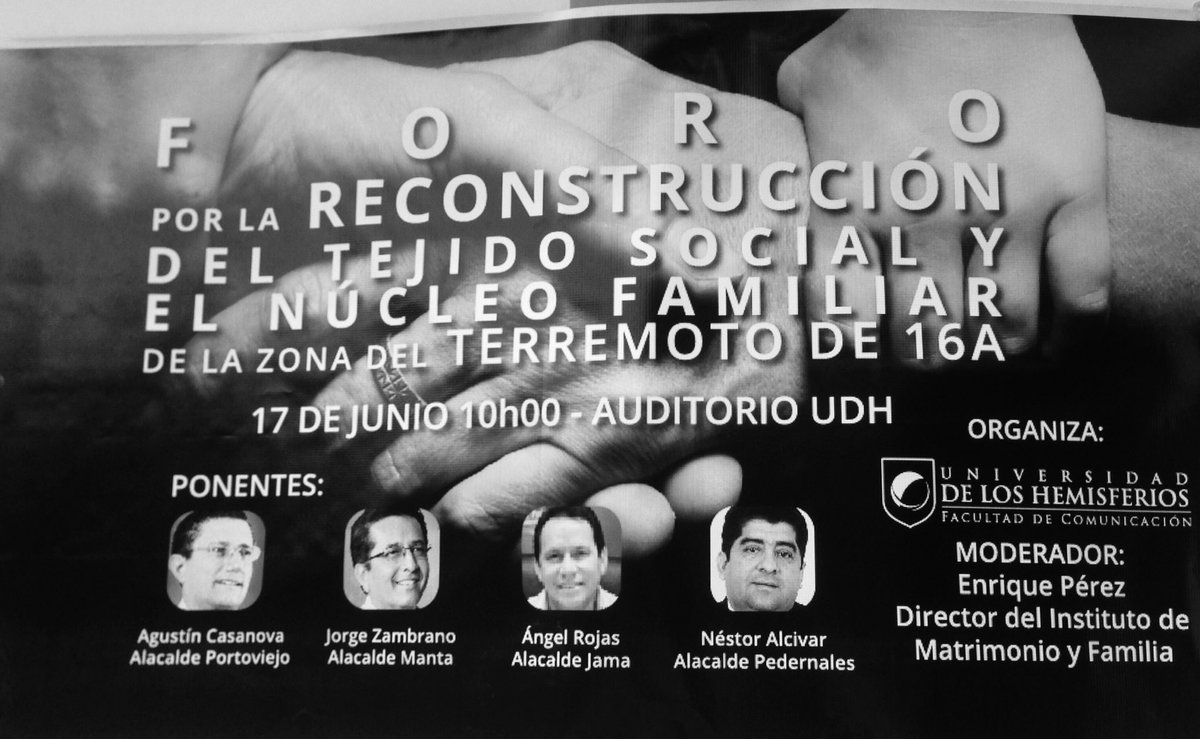 MateoMoran's tweet photo. #UDHreconstrucción16A Foro por la reconstrucción del tejido social @teleamazonasec @elcomerciocom @Presidencia_Ec https://t.co/Nd367fQOSJ