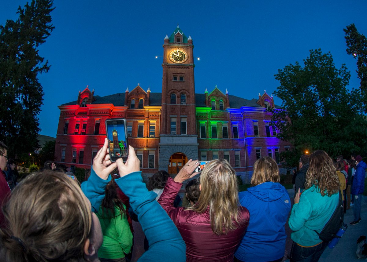 UM illuminates Main Hall to express our support and solidarity for the LGBTQ community and for #Orlando.