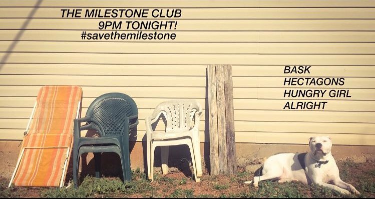 AlrightNC's tweet photo. Tonight at @GHETTOFORTRESS #savethemilestone https://t.co/6plLGLANr1