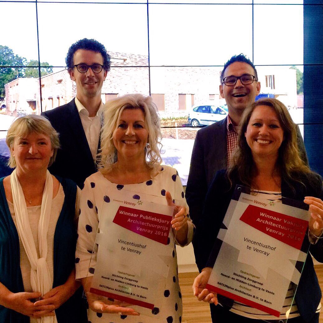 SATIJNplus's tweet photo. Gewonnen! Architectuurprijs #Venray 2016. Zowel de vakjuryprijs als de publieksprijs. Dank! #Vincentiushof https://t.co/RKBa63UD4j
