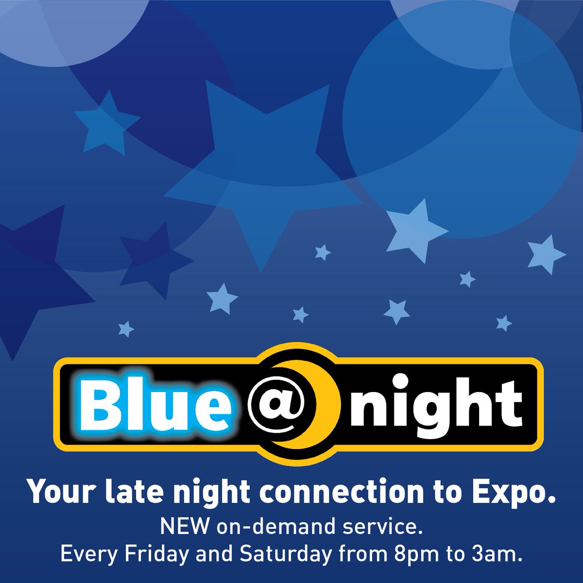 SMBigBlueBus's tweet photo. #BlueAtNight late-night on-demand service launches today from 17th St./SMC Station! More: https://t.co/jXbOLeLdf9 https://t.co/urEOedRXHq