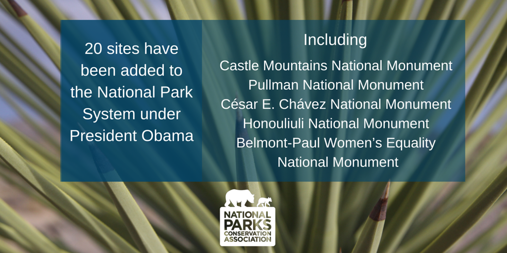 NPCA's tweet photo. Because of @POTUS – NPS has 20 new park sites that help tell America’s diverse history and culture. #NPS100 https://t.co/0kau890nhs