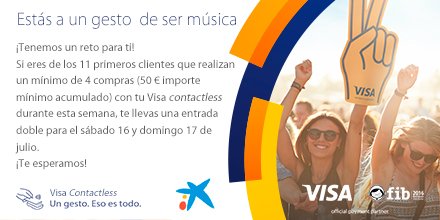 LKXA's tweet photo. La mejor música te espera en el @fiberfib. Compra con tu Visa #CaixaBank  y podrás conseguir una entrada doble. https://t.co/UoazqM0xiT