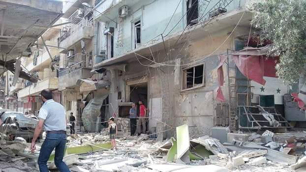 ProSyriana's tweet photo. The aftermath of the rebels' shelling of Alkhalidyeh #Aleppo today, a residential area. #Syria #Ramadan2016 https://t.co/q9dCzPHvI8