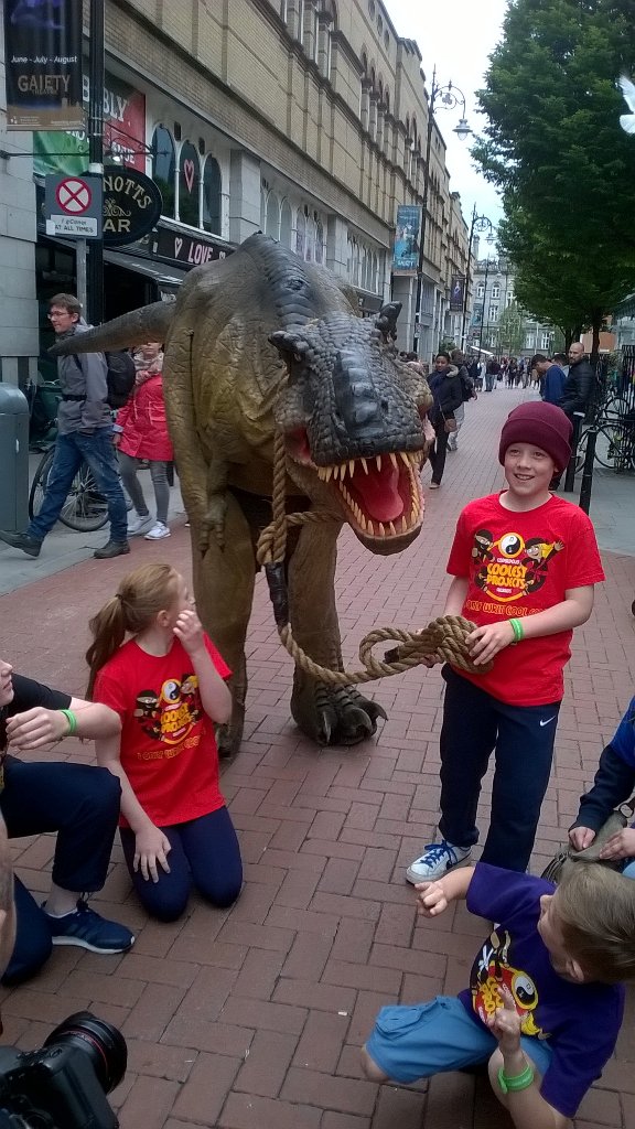RTEDigital's tweet photo. .@CoderDojo ninjas help Dino find his way to @theRDS for @coolestProjects tomorrow supported by @rte https://t.co/O8wW71ehmY