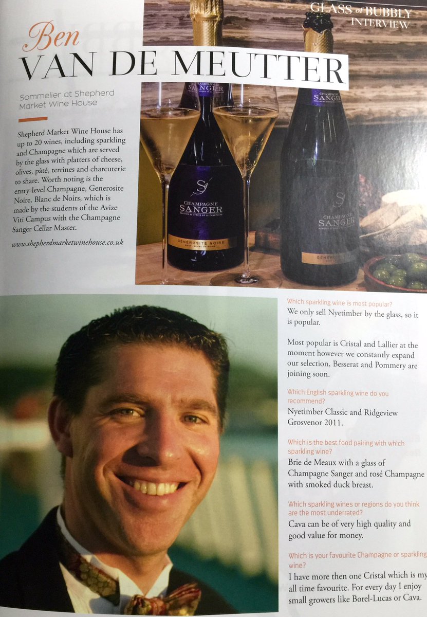 Check out our sommelier Ben's recent interview with <a href="/GlassOfBubbly/">Glass of Bubbly®</a> magazine #ChampagneLovers 🍾👌
