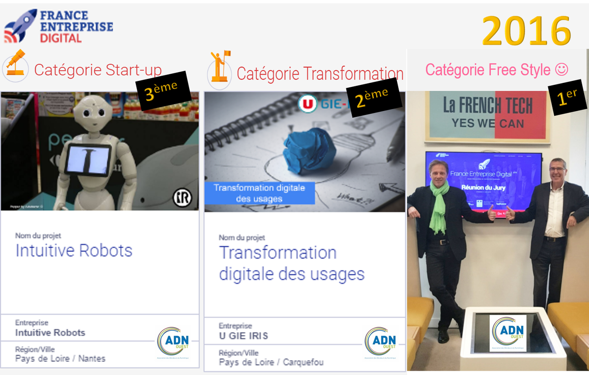 SylvainRedondie's tweet photo. #FED16 @MondeInformatiq : 2 adhérents @adnouest sur 2 des 3 podiums, @IntuitiveRobots et GIE-IRIS @LaCooperativeU https://t.co/igKxNlKzNJ