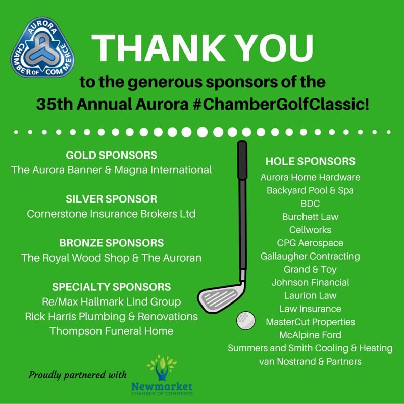 AuroraChamberON's tweet photo. THANK YOU to our 2016 Aurora #ChamberGolfClassic sponsors! We are so grateful for your generous support. https://t.co/TdBhhITYvA