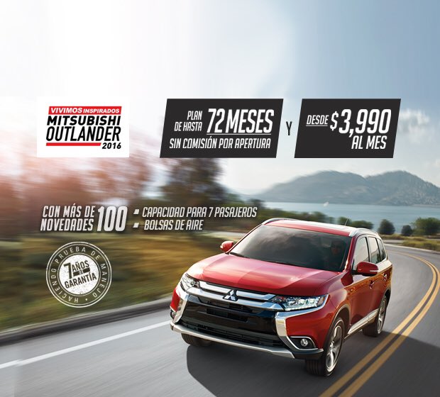 MitsuTabasco's tweet photo. Si quieres llegar lejos, necesitas una #Outlander2016 de #Mitsubishi #Tabasco. Estrénala este #DiaDelPadre https://t.co/XE6RWXNi3p