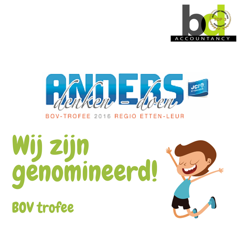 bdaccountancy's tweet photo. Leuk nieuws! We zijn genomineerd voor de BOV Trofee 2016 @lekkerettenleur Meer informatie https://t.co/nLg74VyfHg https://t.co/nCp7S8gGCv