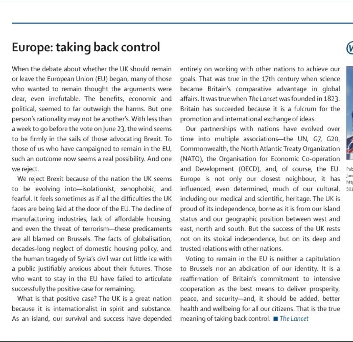 From the Lancet #StrongerIn