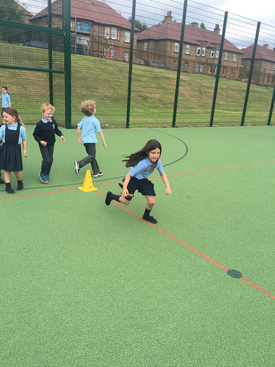 primary_2b's tweet photo. This afternoon we had a fabulous class relay race! We competed against primary 2a 😀 #fun #active #teamwork https://t.co/j9LnOCkof5