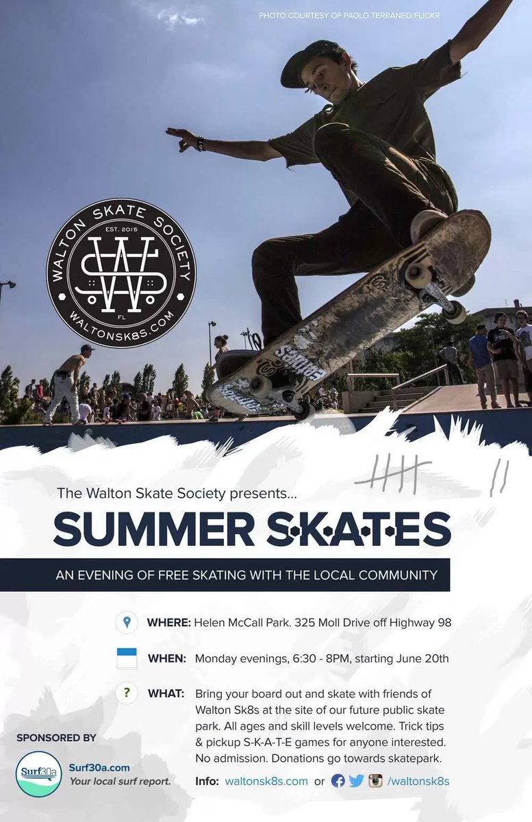 Around on Monday? We’re starting a skate meetup: Summer SKATEs!
waltonsk8s.com/summerskates/
<a href="/surf30a/">surf30a</a> #30a #hey30a